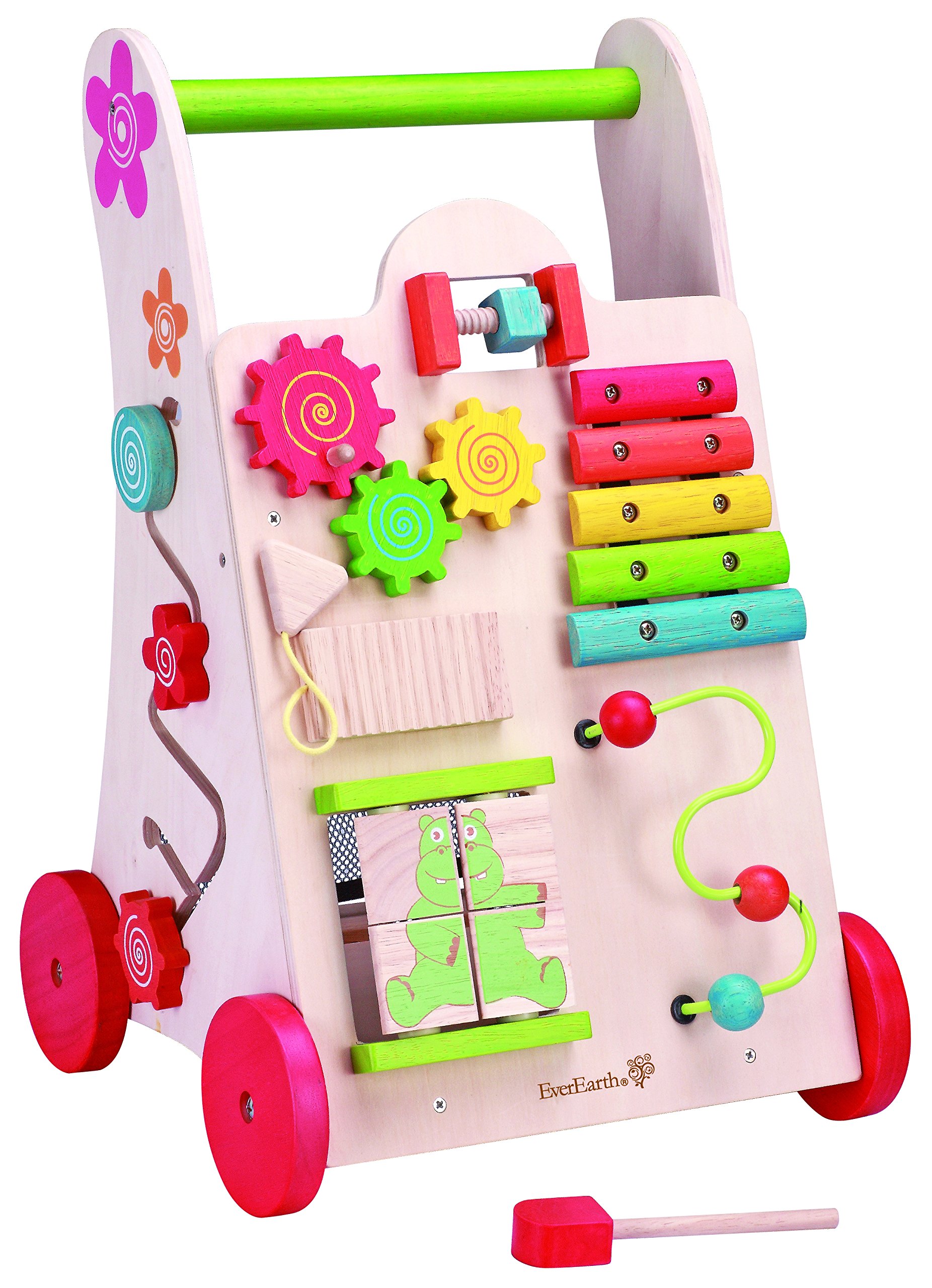 EverEarth Lauflern-Spielzeug EE30949 Lauflernwagen aus Holz für Kinder ab 12 Monaten, Natur und Bunt