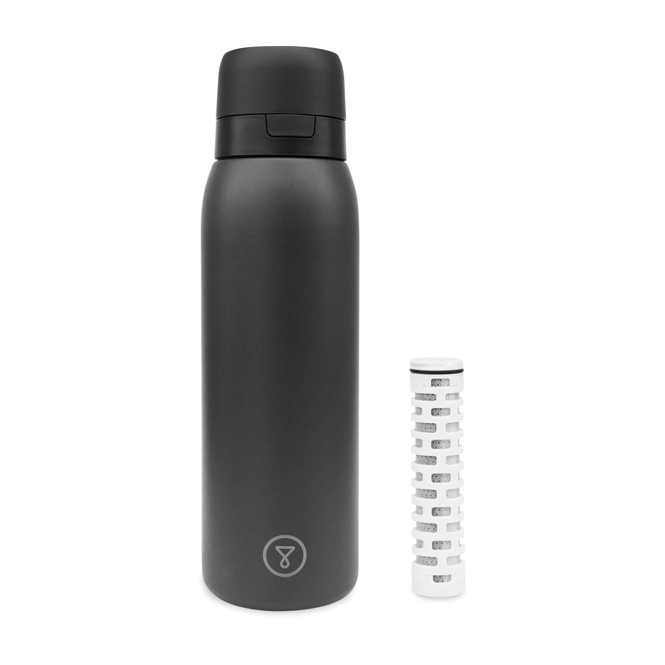 Tappwater BottlePro - Wiederverwendbare Wasserfilterflasche Filtert +80 Schadstoffe, BPA frei. Nachhaltige Kartuschen und luftdichter Verschluss. 750 ml (Schwarz)
