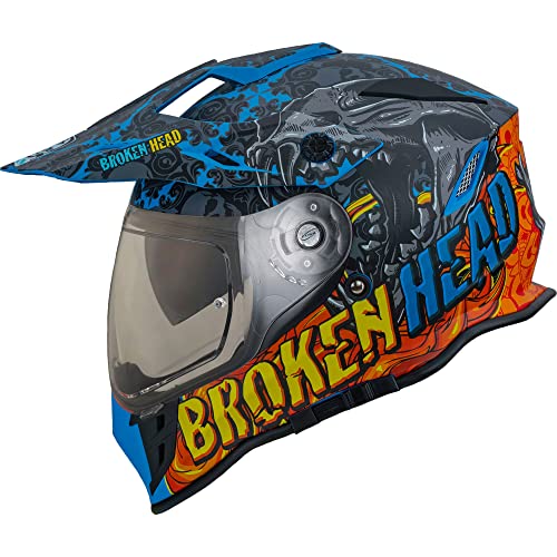 Broken Head Tigris VX2 Motorradhelm - Enduro Motocross-Helm - Cross-Helm mit Visier und Sonnenblende (S (55-56 cm))