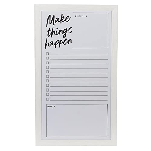 Magnetischer Whiteboard-Kalender mit weißem Holzrand, To-Do-Liste und Platz für Notizen, schicker Schriftzug "Make Things Happen", Planungstafeln, 30,5 x 55,9 cm