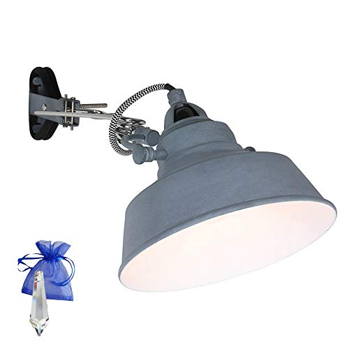 Klemmleuchte Grau matt E27 Fassung 230V Vintage Klemmlampe Wandleuchte Industrial Leselampe für LED und Glühlampe im Werkstatt-Leuchte Fabriklampen Loft-Lampe Retro Look 1320GR + Giveaway