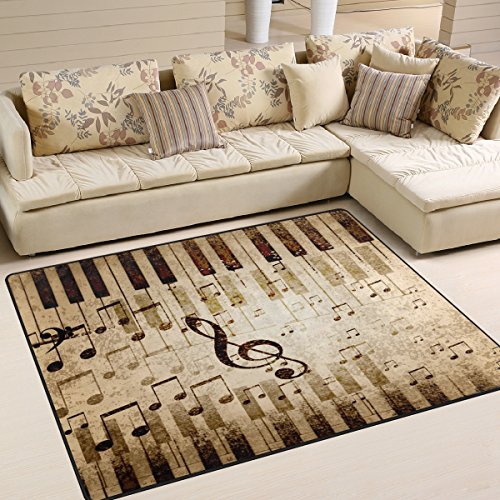 Use7 Teppich mit Musiknoten, für Wohnzimmer, Schlafzimmer, 160 x 122 cm