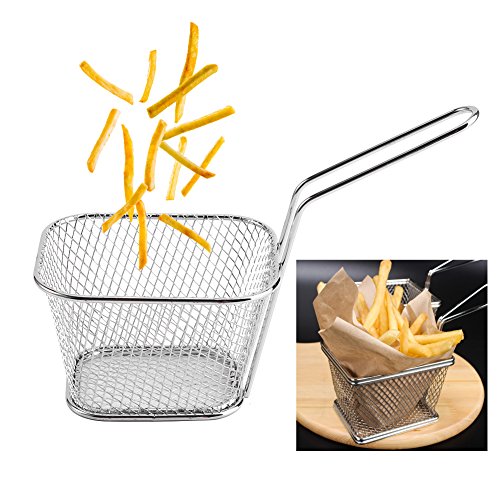 VIFER Fry Basket 8Pcs Mini Edelstahlchips Frittierkörbe Lebensmittelpräsentation Sieb Kartoffelkochwerkzeug