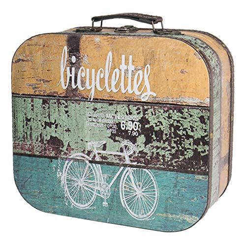 HMF VKO206 Vintage Koffer aus Holz | 32 x 29,5 x 12 cm | Groß | Deko Fahrrad