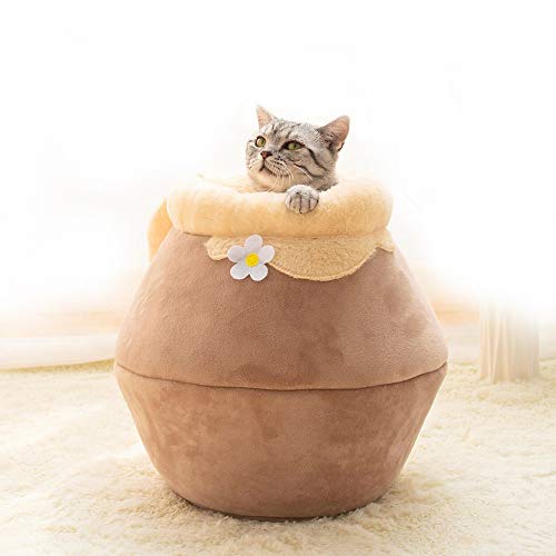 MU Honig Cat House Winter-Thick Katze Hauskatze Mit Faltbarem Schlafenauflage Geschlossen Honey Pot Cat Litter,A,M