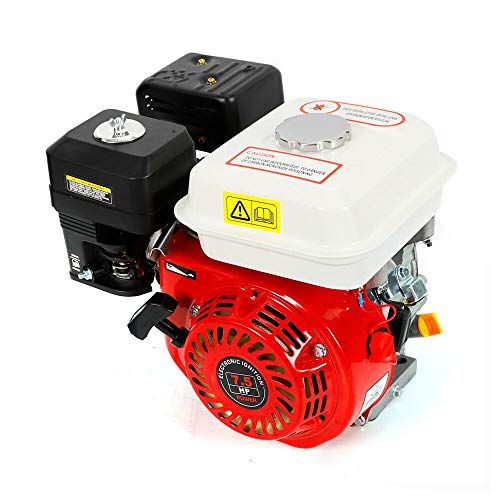 Benzinmotor Standmotor, 7.5 HP 4 Takt OHV Benzinmotor 5.1 KW 3600 U/min Standmotor Kartmotor Mit Ölalarm (Weiß Rot) (Rot und Weiß)