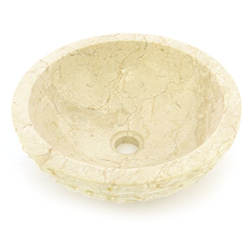 Divero HF55706_T Handwaschbecken Aufsatz-Waschbecken Waschschale Marmor Natur-Stein poliert rund beige Creme