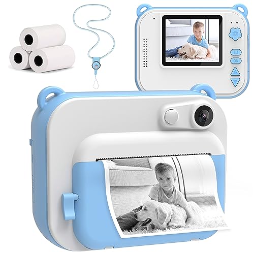 Silvergear® Sofortbildkamera für Kinder | Kinder-Fotokamera mit Papierdruck | mit Timer, Video- und MP3-Player | 2,0-Zoll-Bildschirm | Geschenk für Jungen und Mädchen (Blau)