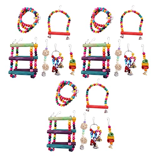 ZONTTR Vogelspielzeug für Papageien, 18 Stück, buntes Kauspielzeug, hängende Hängematte, Schaukelglocke, Haustier-Kletterspielzeug, Vogelspielzeug
