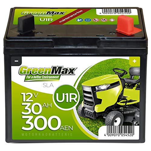GreenMax U1R (Pluspol rechts) Garden Power Rasentraktor-Batterie 12V 30Ah 300A Starterbatterie für Aufsitzmäher wartungsfrei