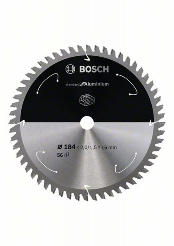 Bosch Akku-Kreissägeblatt Standard for Aluminium, 184 x 2/1,5 x 16, 56 Zähne 2608837766