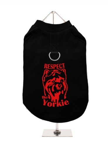 "Respect The Yorkie" UrbanPup Hunde/T-Shirt (schwarz/rot)