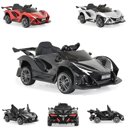 Moni Kinder Elektroauto Flash metallic 4 Motoren, MP3, Fernbedienung, Eva-Reifen, Farbe:schwarz
