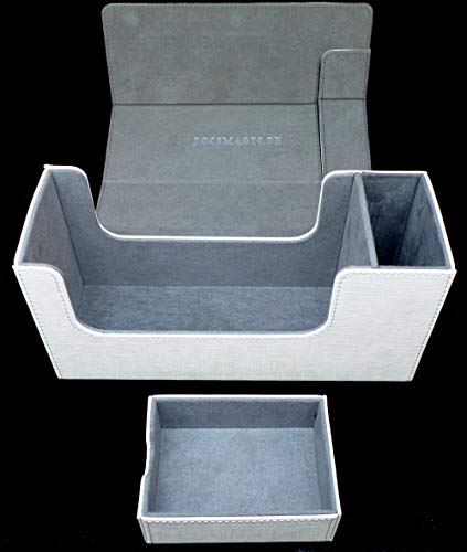 docsmagic.de Premium Magnetic Tray Long Box White Small - Card Deck Storage - Kartenbox Aufbewahrung Transport Weiss