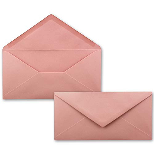 150 Brief-Umschläge Altrosa (Rosa) DIN Lang - 110 x 220 mm (11 x 22 cm) - Nassklebung ohne Fenster - Ideal für Einladungs-Karten - Serie FarbenFroh