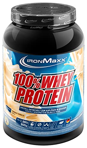IronMaxx 100% Whey Protein Pulver Molke wasserlöslich, Geschmack French Vanilla, 900 g Dose (1er Pack)