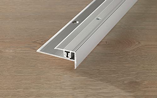 Proline Treppenkantenprofil ProSTEP Universal | für Bodenbeläge mit einer Stärke von 6,5-15mm, eloxiert Silber, 100cm