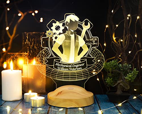 Personalisierte Geschenke Lampe für Ingenieur oder Techniker 3D Led Lampe Wunschtext Schlummerlicht Farbwechsel Dekor Lampe
