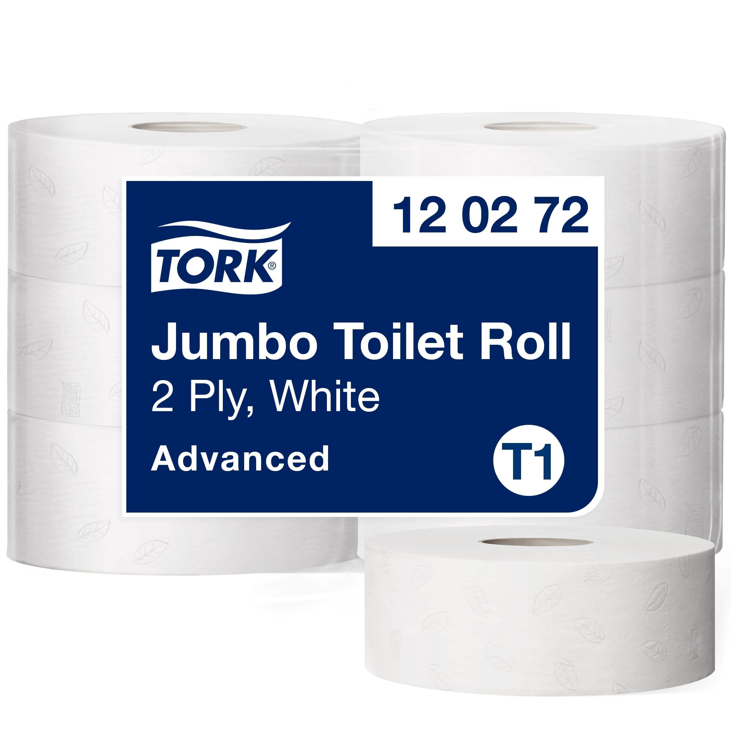 Tork 120272 Jumbo Toilettenpapier in Advanced Qualität für Tork T1 Jumbo Toilettenpapiersysteme / 2-lagiges WC-Papier angenehm weich und reißfest, 6er Pack (6 x 1800 Blatt)