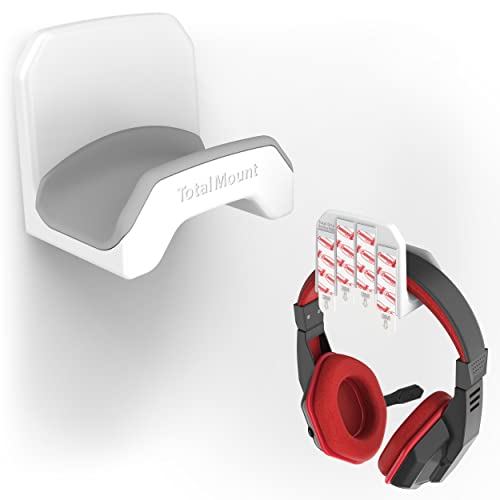 TotalMount Universal Kopfhörer Halter zum kleben Headset Halterung Wandhalterung TPU, Kopfhörer Haken, Multifunktional Aufhänger an Schreibtisch, Wand Weiß
