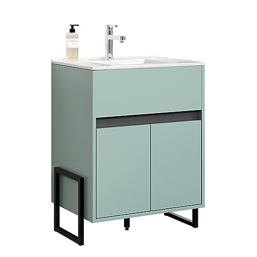 trendteam smart living - Waschbeckenunterschrank Unterschrank - Badezimmer - Matix - Aufbaumaß (B x H x T) 64 x 80 x 46 cm - Farbe Dusk Blue - 223930431