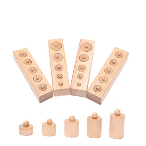 ROSENICE Holzspielzeug Montessori Zylinder Frühe Entwicklung Sinne Geschenk (Holzfarbe)