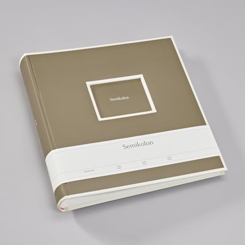 Semikolon 370026 Jumbo Album – 30x30 cm, 100 Seiten cremefarben, für 10x15 Fotos, mit Pergaminpapier – fango beige
