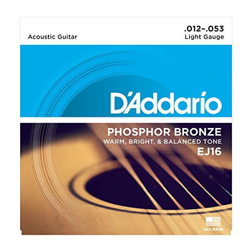 D 'Addario EJ16 Phosphor Bronze Light (.012-.053) Akustische Gitarre Saiten – Plus 6 gratis Plektren.