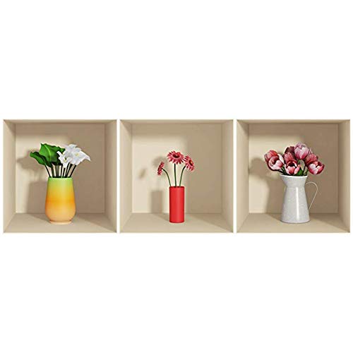 Ambiance Wandaufkleber mit 3D-Effekt, Blumenmotiv, Rot/Weiß