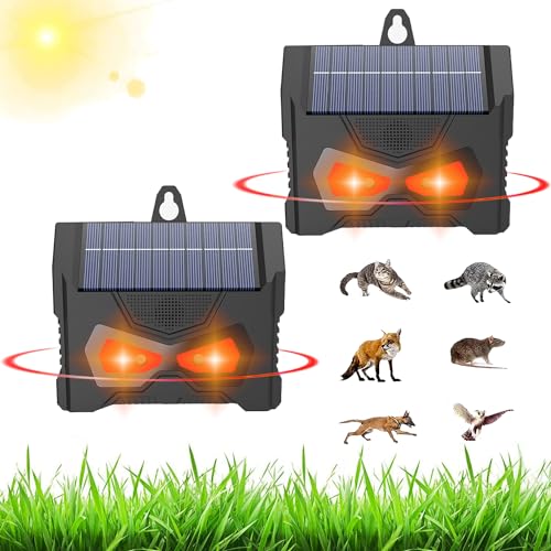 AILEDA Repellente per animali,2 Stück Tiervertreiber solarbetrieben,Solar Raubtierkontrollleuchten,blinkende LED-Lichter,Fuchsschreck für Gärten,
