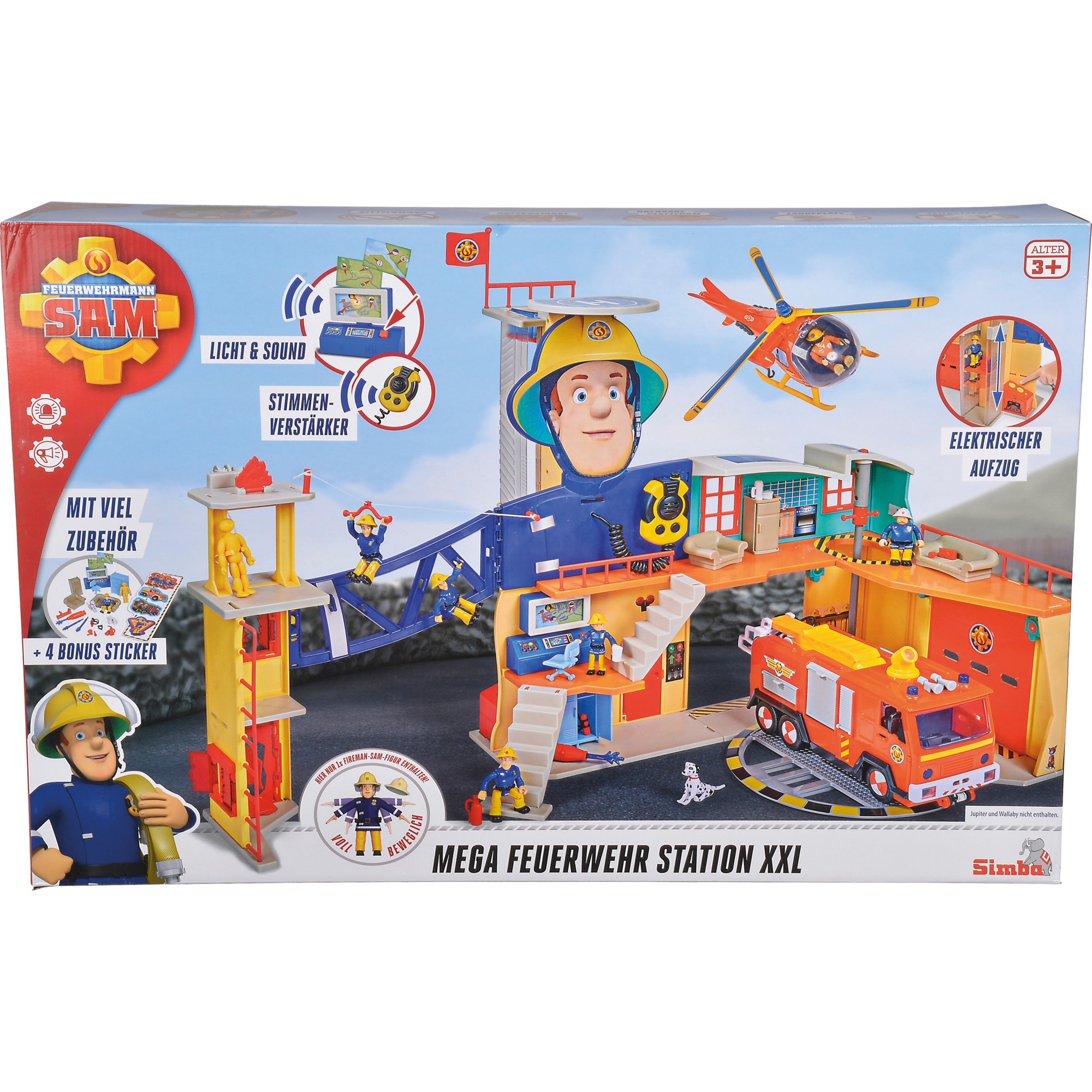 Simba - Feuerwehrmann Sam Mega-Feuerwehrstation XXL - große Feuerwehrwache inklusive Sam Spielfigur, mit Licht, Sound und Funkgerät, für Kinder ab 3 Jahren