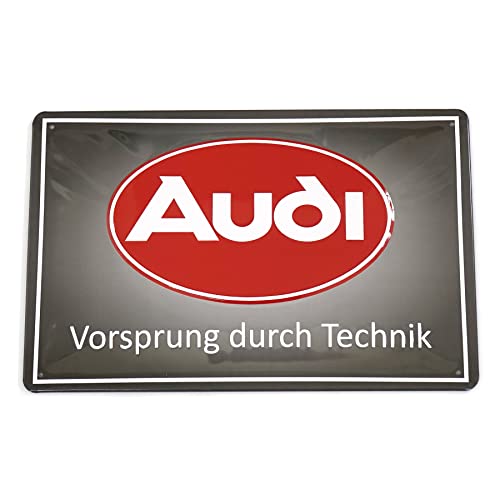 Audi A8-8982 Blechschild Audi Oval Logo 3D-Prägung Stahlblech, Vorsprung durch Technik