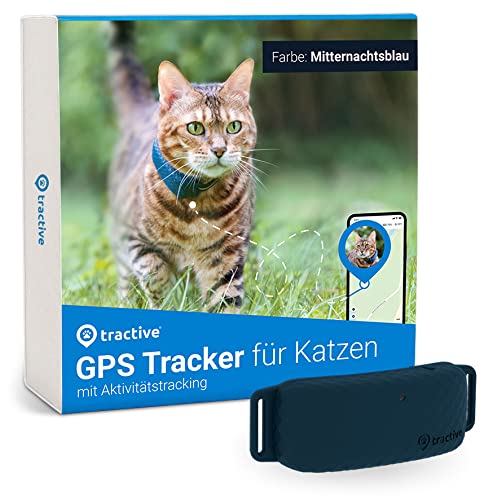 Tractive GPS CAT 4 Tracker. Jedem Schritt in Echtzeit Folgen. Unbegrenzte Reichweite. Aktivitätstracking (mit mitternachtsblauer Halsbandbefestigung)