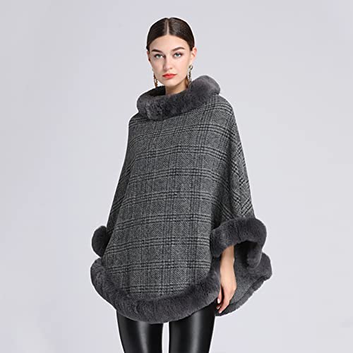 XJZHANG Frauen Faux Fell Weiche Kap -Poncho Pullover Capes Mantel Winter Warmer Schal -Oberbekleidung Mantel Für Abendparty