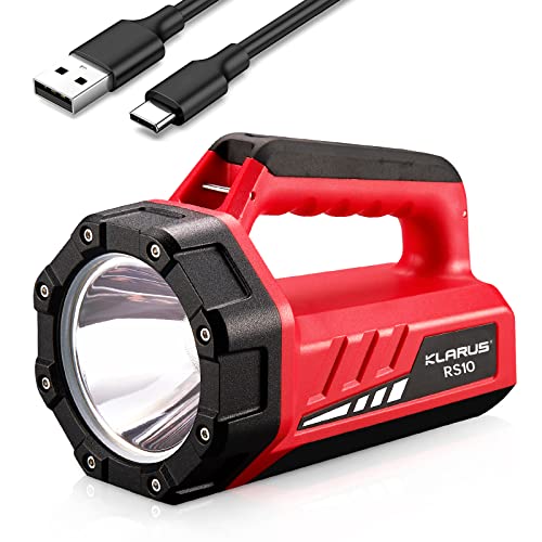 KLARUS RS10 Wiederaufladbare Handscheinwerfer 800 Lumen Suchscheinwerfer mit weißem/rotem COB-Licht, 8000-mAh-Powerbank, 7-Lichtmodi-Laternen-Taschenlampe für Hurrikan-Notfälle, Wandern, Heimgebrauch
