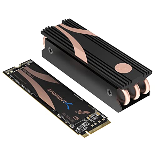 Sabrent 1TB Rocket Nvme PCIe 4.0 M.2 2280 interne SSD Maximale Performance Solid State Drive mit Kühlkörper (SB-ROCKET-NVMe4-HTSK-1TB)