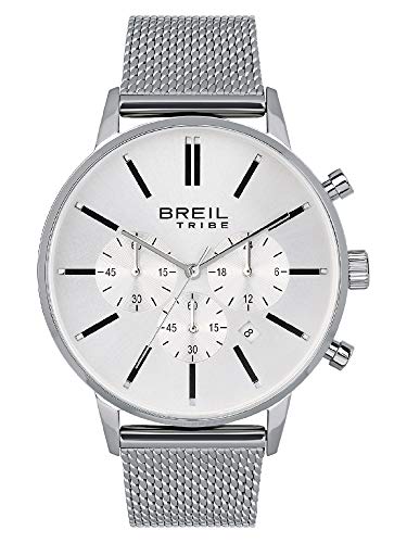 BREIL Herrenuhr Avenger Zifferblatt einfarbig silber Uhrwerk CHRONO QUARZ und MESH Stahl EW0508