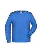 James & Nicholson Herren Raglan Sweatshirt - Sweatshirt im Raglanschnitt aus Bio-Baumwolle | Farbe: Cobalt | Grösse: XL