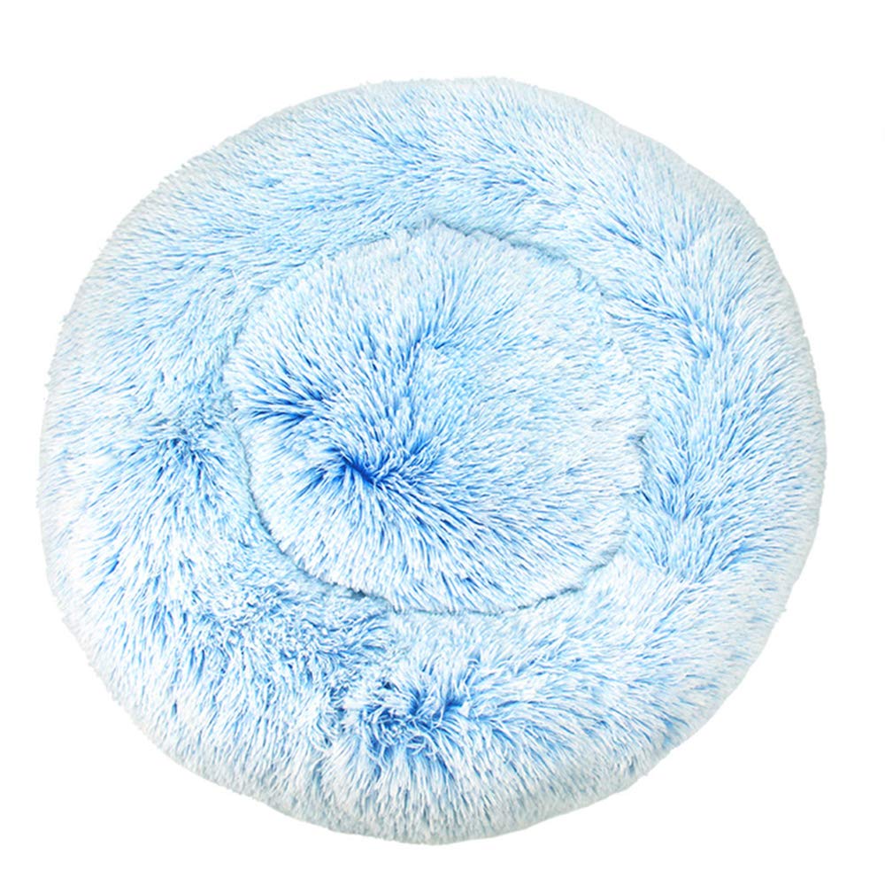 FANSU Hundebett rund Hundekissen Plüsch weichem Hundesofa rutschfest Base Katzenbett Donut Größe und Farbe wählbar (Farbverlauf blau,100CM)