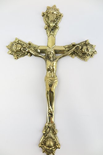 Wandkruzifix Messing poliert Kruzifix zur Wandaufhänung Wandkreuz Jesus Jesu am Kreuz Kreuze gold - farben golden goldenes