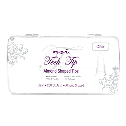 NSI - Almond Clear Nail Tips 200ct - Assorted Sizes #1-10