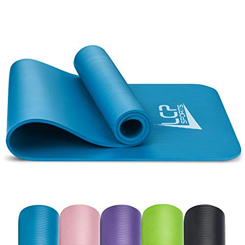 LCP Sports Yogamatte, Fitnessmatte, Trainingsmatte 190 x 60 cm mit Tragegurt, Blau