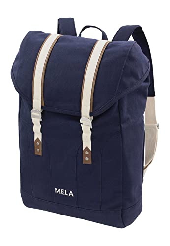 MELAWEAR MELA V Rucksack aus Bio Baumwoll Canvas - Hochwertiger Damen & Herren Tagesrucksack aus 100% nachhaltigen Materialien - GOTS & Fairtrade, Farbe:blau