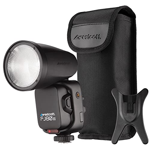 Westcott FJ80 II M Universal Touchscreen 80 W Rundkopf Speedlight Blitz mit Multi-Marken-Kamerahalterung für Hochzeit, Veranstaltung und Hochformat auf Kamera-Schuh-Halterung oder Off-Camera-Blitz