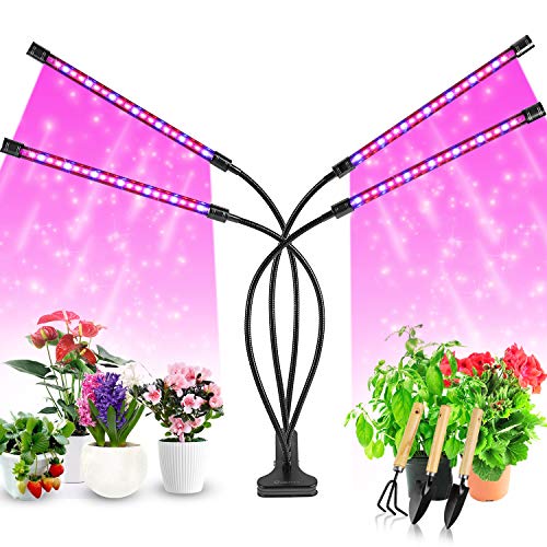 Pflanzenlampe LED, Pflanzenlicht, 40W Pflanzenleuchte, 4 Heads 80 LEDs Wachsen licht, Vollspektrum Wachstumslampe für Zimmerpflanzen mit Zeitschaltuhr, 3 Arten von Modus, 10 Arten von Helligkeit.