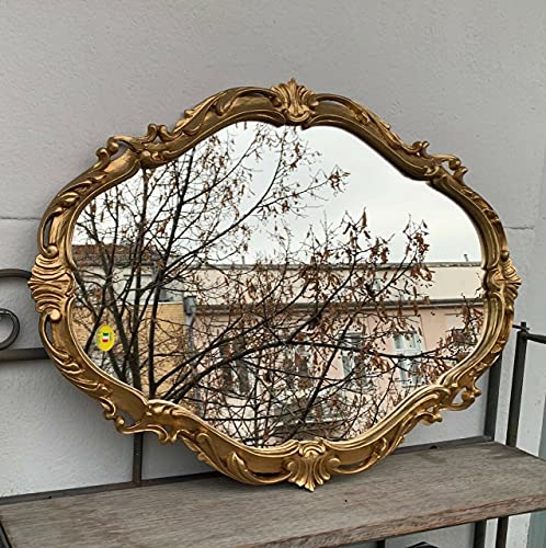 Artissimo Dekorativer Barock Wandspiegel Gold ovaler Spiegel antik klassischen Badezimmerspiegel 50x39 Prunk Spiegel c26
