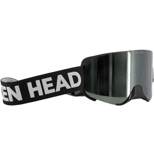 Broken Head Motocross Brille Struggler - MX Brille - Supermoto Goggle Mit Magnetischem Glas (Schwarz-Weiß, Siber Verspiegelt)