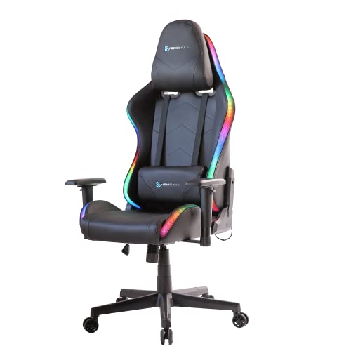 Newskill Kitsune RGB V2 Gaming-Stuhl mit verstellbarer Rückenlehne und kratzfesten Rollen (inklusive zwei Kissen)