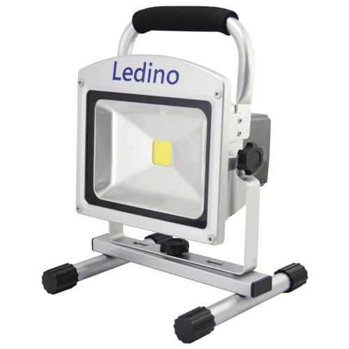 Ledino Chip-LED Strahler mit Li-Ion Akku, 20 W, dimmbar 11140206001111 (LED-Strahler Arbeitsstellenscheinwerfer Bauleuchte Baustellenleuchte Baustellenstrahler Baustrahler LED-Fluter LED-Flutlicht)