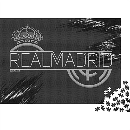Puzzle 500 Teile Real Madrid Logo Erwachsene Puzzle,Spiel Puzzles Für Erwachsene,Fußball Puzzle,Geburtstagsgeschenk,Geschenke Für Frauen Premium Holzpuzzle 500pcs (52x38cm)